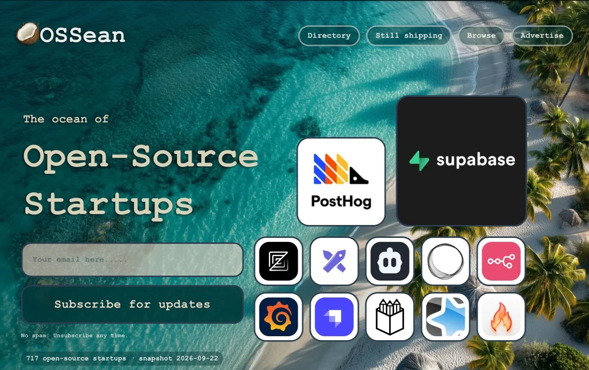 Ossean’s ocean-themed directory of open-source startups.